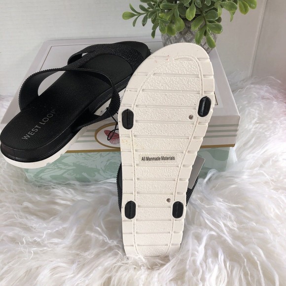 West Loop Slip On Women’s Sandal Size Small 5/6 NWT Black Soft - Picture 9 of 16
